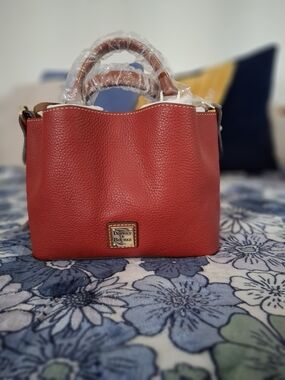 Dooney & Bourke Red Pebble Leather Tote Bag
